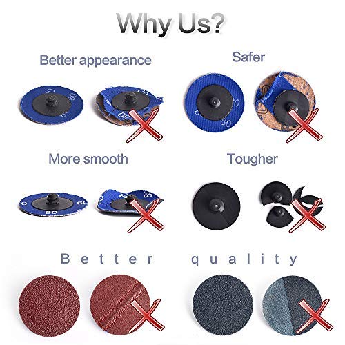 Image of 60Pcs 2 Inch Sanding Disc Set, Quick Change Disc Combination, 1 /4 Inch Hold Fits Various Grinder. Widely Used for Surface Conditioning, Striping, Polishing, Finishing and Rust Paint Removal