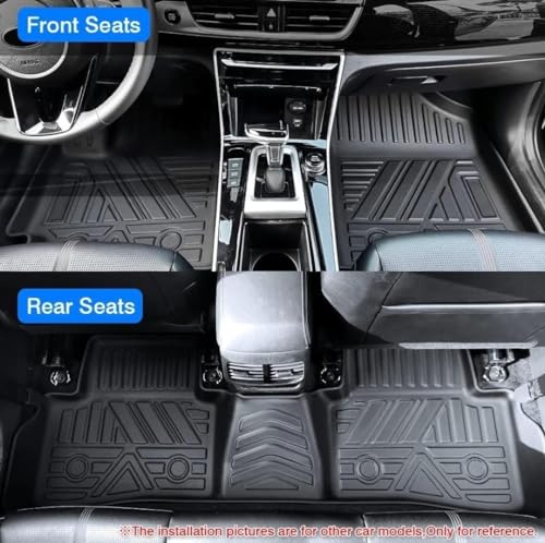 Image of Automoxco /Premium 9D car mat Full Set for Volkswagen Taigun || TPE (Thermoplastic Elastomer) Car Floor Mat Complete Set || 100% Waterproof and Washable || Color: Black