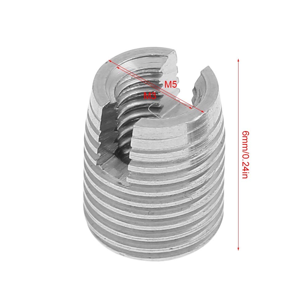 Samfox Threaded Insert 20pcs Stainless Steel SUS303 Self Tapping Slotted Screw Thread Insert M3 x 6mm (InnerM3x 0,5 OuterM5x 0,5) - Image 3