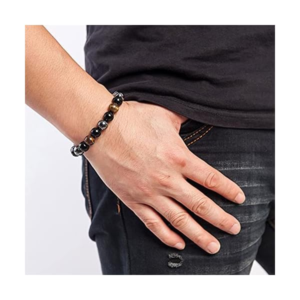 Black-Obsidian-Hematite-Triple-Protection-Bracelet-Tiger-Eye-Beads-Bracelets-for-Men-and-women10MM-Set-of-2 WFJ Black Obsidian Hematite Triple Protection Bracelet Tiger Eye Beads Bracelets for Men and women(10MM), Set of 2 black,gray 19cm