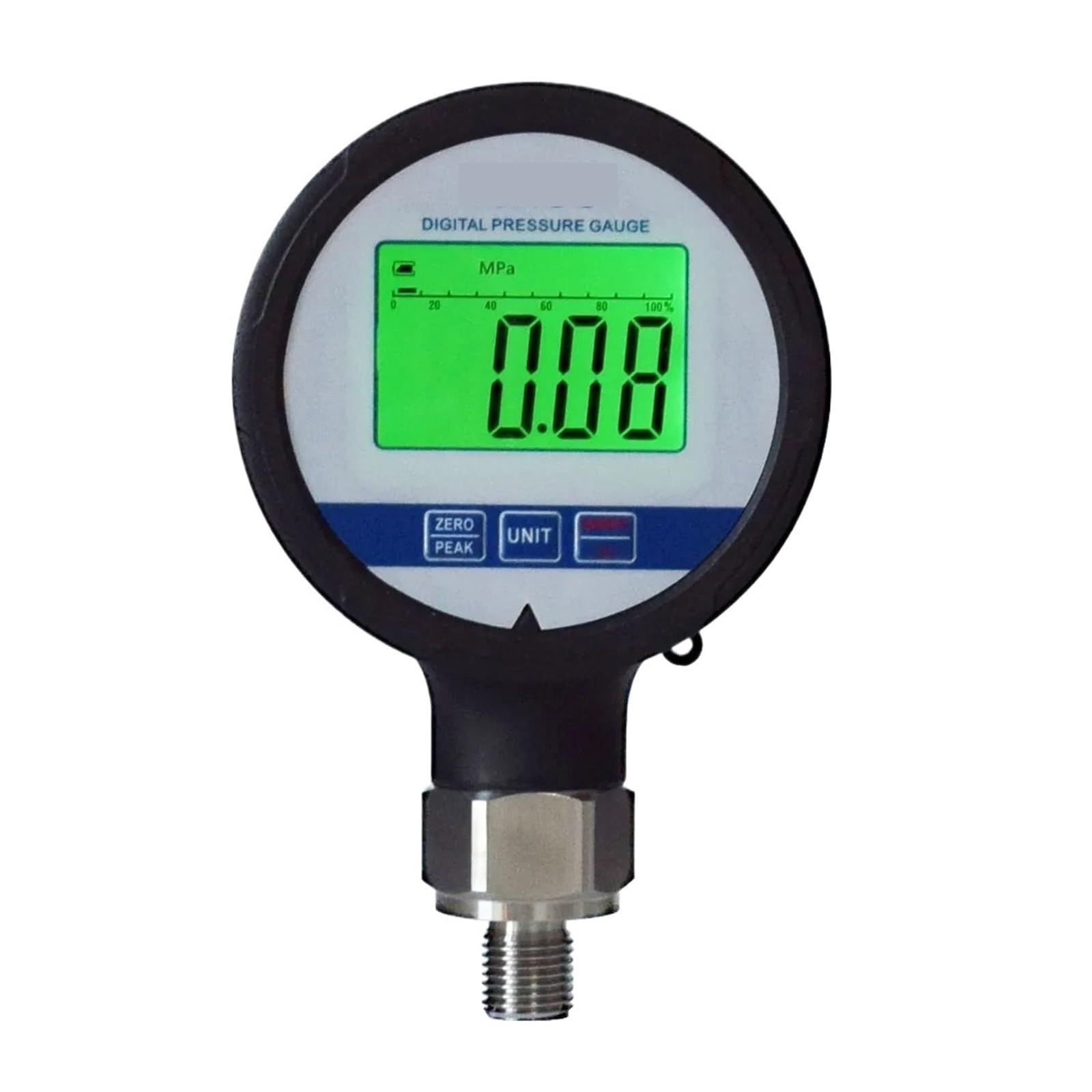 Digitales Manometer Hochpräzises 80-mm-Hydraulikmanometer aus Edelstahl for Öl, Luft, Wasser(0-1MPa)