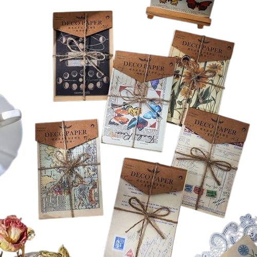 ヴィンテージ デザインペーパー 背景紙 手帳デコ デコ素材 60枚 アレンジ アイテム 素材ペーパー アンティーク 素材紙 レトロ 素材ペーパー コラージュ素材 ジャンクジャーナル おしゃれ 英語 薄手 薄い 宇宙 惑星 世界 地図 デコレーション 英語