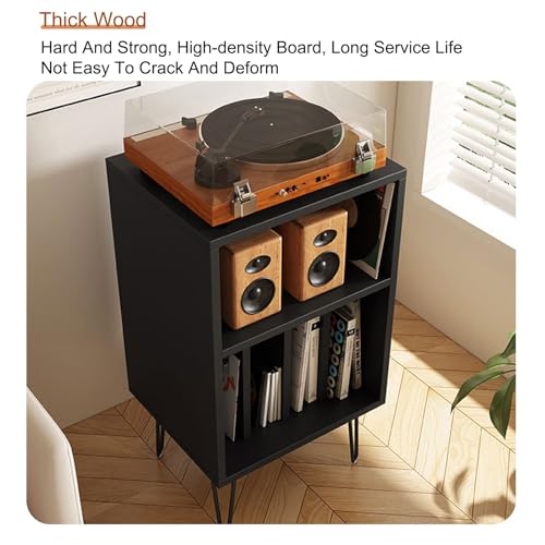 Meuble stéréo marron clair, support audio élégant avec étagère multimédia ouverte - 4