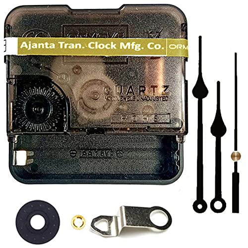 Image of QEWINOX Combo of Ajanta Mfg. Battery Operated Plastic Ticking Wall Clock Movement Machine with Hands (Made in India 100%) (Black 7)