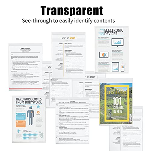 Project Folders, 36 Pcs Clear Plastic Project Pockets Document Folder Copy Safe, L-Type Poly File Jackets Sleeve, A4 / Letter Size, Office School Supplies With 4 Free Sticker Labels #TOP1