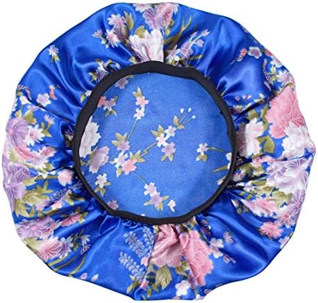 Large Satin Bonnet Sleep Cap for Natural Hair, Wide Band Satin Bonnet Sleeping Cap Night Hat Head Cover for Curly Hair