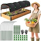 2026 Upgraded Garden Shade Cloth Kit 78.7'x59' Garden Shade Cloth for Plants Heat Protection with 5 Sets Garden Hoops for Raised Beds 75% Sunblock Shade Cloth Row Cover for Outdoor Plant Vegetables