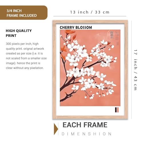 Image of kotart Japan Nature Art and City View Wall Framed Posters | Japanese Nature Art and City View Aesthetic Framed Poster for Living Room Bedroom Gaming Room Studio Wall Decor Set Of 3 (13X17 inch)
