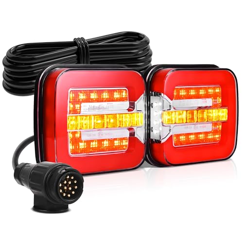 MICTUNING 12V Anhänger Rücklicht Set 7,5M Kabel, Anhänger Beleuchtung mit 13 polig Stecker, 4 Fonktionen mit E Prüfzeichen Heckleuchten