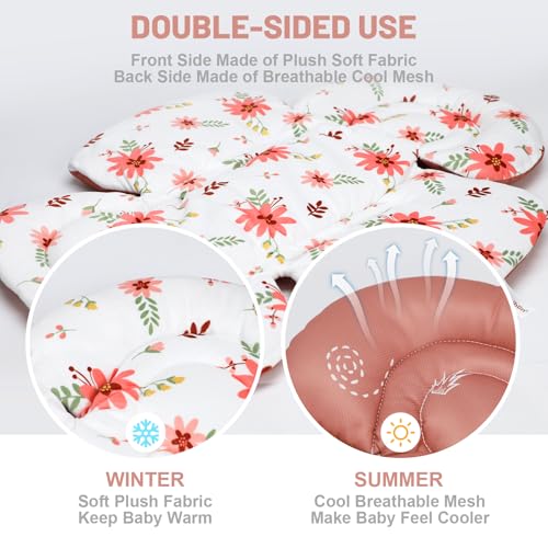 Image of KAKIBLIN Infant Car Seat Insert, Baby Car Seat Cushion, Car Seat Head Support for Infant,Breathable Reversible Carseat Insert Support for Newborn Stroller, Baby Swing, Bassinets, Pushchair (Pink)
