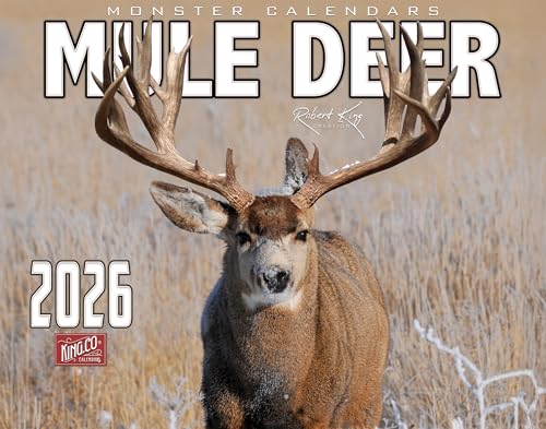 2026 Monster Mule Deer Wall Calendar 16-Month X-Large Size 14x22, Big Buck Calendar by The KING Company-Monster Calendars