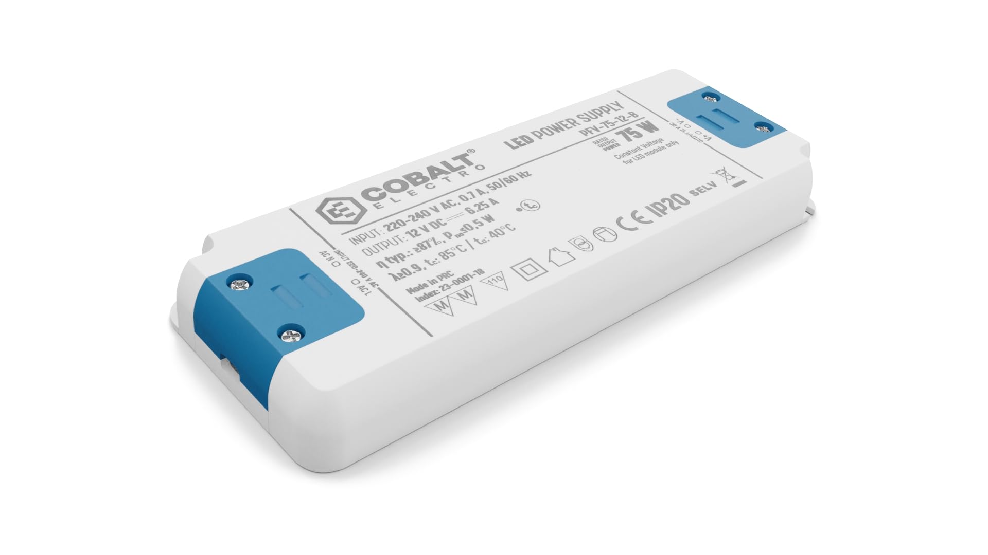 PFV zasilacz LED o stałym napięciu 75 W, 12 V, stopień ochrony IP20, kompaktowy, wydajny i bezpieczny, transformator do oświetlenia LED