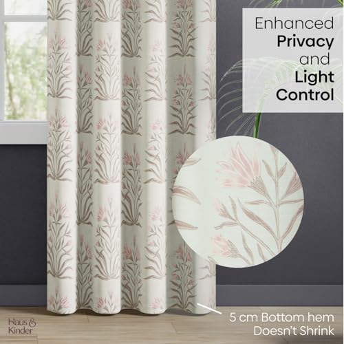 Image of haus & kinder Digital Printed Cotton Door Curtain 7 Feet Long Pack of 1 Door Curtain, 7 Feet Curtain for Door (Petal Drift, Light Pink 130x213 CM)