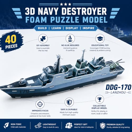 Image of Premimum 3D DIY House Puzzle Kit for Kids | Build & Assemble Model Craft Set | Creative Construction Toy for Skill Development, Educational & Imaginative Play Friendly Cardboard Puzzle Houses (Navy)