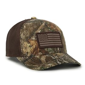 Realtree-Patriotic-Trucker-Hat-Structured-Baseball-Hat-American-Flag-Patch-One-Size-Camo-Brown