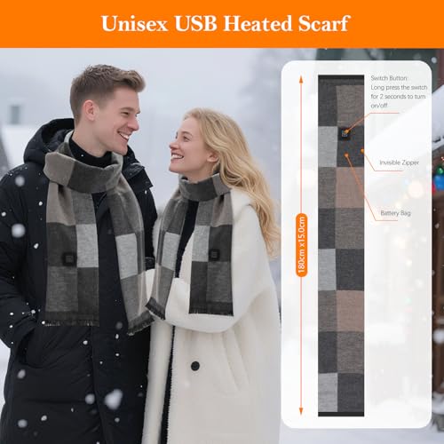 Acemall Beheizter Schal Schnelles Aufheizen Heizschal für Damen Herren, Superweicher Nackenwärmer Elektrisch Heizkissen mit 5000 mAh Batterie für Männer und Frauen im Winter bei kaltem Wetter