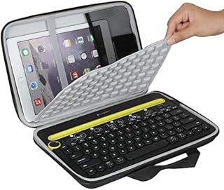 Hermitshell Custodia protettiva Viaggi EVA trasporto dimensioni della copertura del sacchetto borsa compatta per Logitech K480 Bluetooth Multi-Device Keyboard iPad/Tablet/Samsung Galaxy Tab/Fire HD/Apple iPad Mini Air Pro/Microsoft Surface/Nexus/Nvidia/Neutab