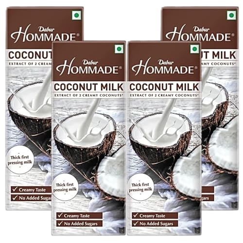 Image of Dabur Hommade Coconut Milk - 800ml (200ml x 4) | Extract of 2 Creamy Coconuts | No Added Sugar | Creamy Taste