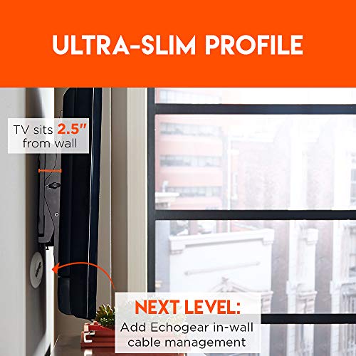 ECHOGEAR Tilting TV Wall Mount with Low Profile Design for 32-70 inch TVs - Eliminates Screen Glare with 15 Degrees of Smooth Tilt - Easy Install with All Hardware Included - EGLT1-BK
