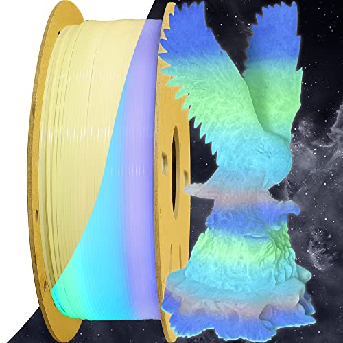Image of Glowing in Dark Multicolored Fast Color Gradient Change Rainbow PLA 3D Printer Filament, 1.75mm 1Kg Multi Colored 3D Printing Material, Widely Fit for 3D Printers with Extra PLA Sample Pack by TTYT3D