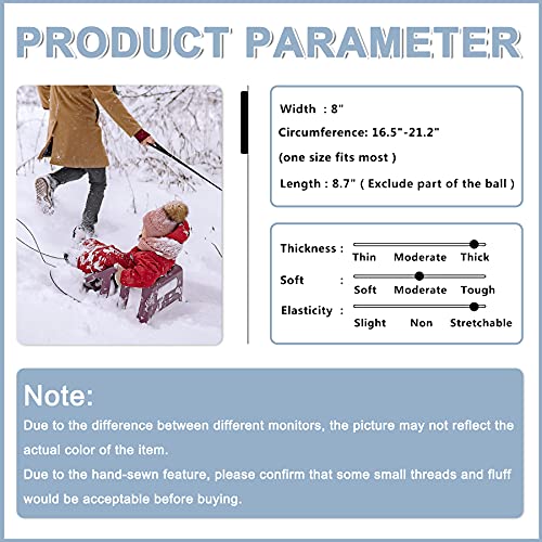 Whiteleopard Kid Beanie Hats Lining Pom Pom for Children -Slouchy Cable Knit Toddler Skull Hat Baby Ski Cap for Girls Boys3