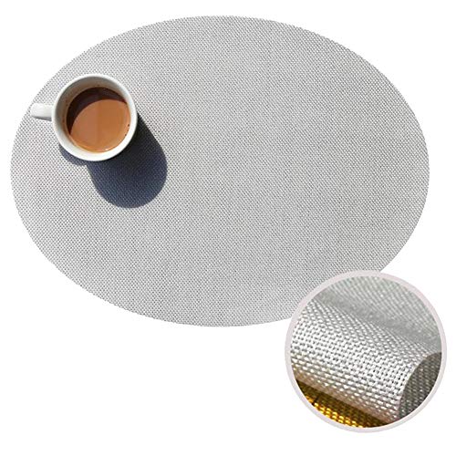 GODGETS Manteles Individuales Redondos Trenzados,Plata,45 * 30CM(Conjunto de 4 Pics)