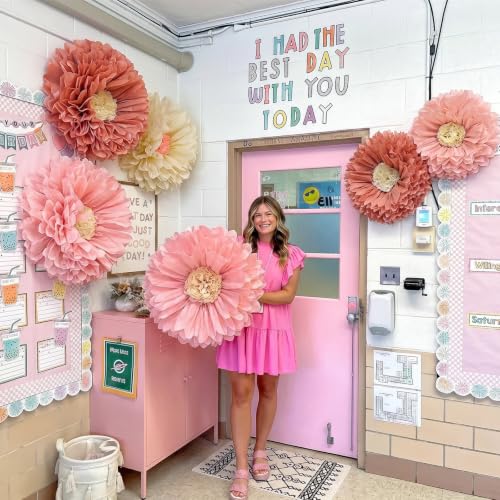 Image of Chunful 5 Pcs 30'' 24'' Colorful Giant Paper Flower Handcrafted Boho Large Tissue Paper Flower for Wall Crepe Floral Large Hanging Tissue Pom Poms for Wedding Bridal Baby Shower Party Nursery Birthday