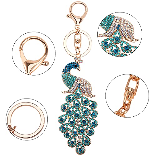 Beshiny Peacock Keychains For Women Cute Rhinestone Animal Key Chain Charm Purse Handbags Charms Bag Backpack Tote Pendant Accessories Girls Gifts (Blue) #TOP1