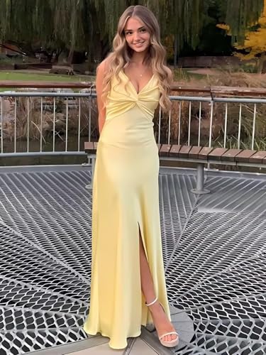 Lindo Novia Satin Bridesmaid Dresses for Women Wedding Guest Twist Knot Mermaid Prom Dress 2025 with Slit3