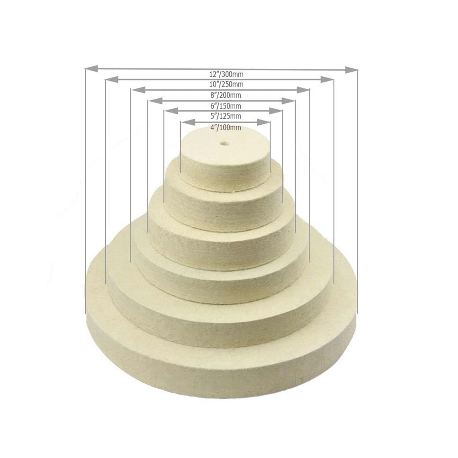 Rueda pulidora de fieltro de lana, herramienta amoladora de banco con acabado de superficie de espejo de Metal de Jade, 125-300mm x 25mm(12 inch 300mm)