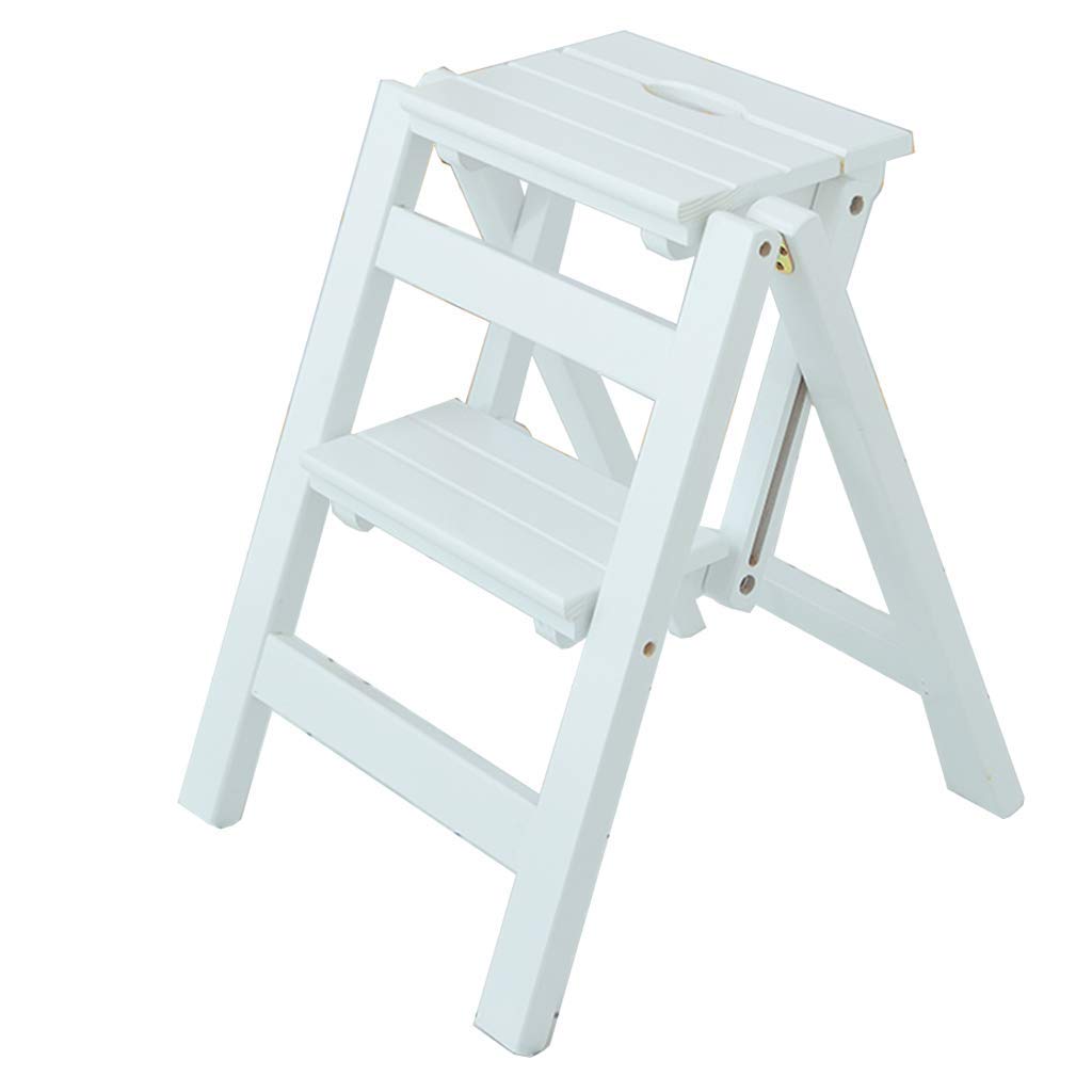 Tabouret en bois massif pliant 2/3/4 marches et escabeau croissant de grenier