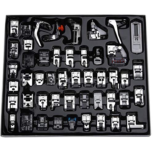 CKPSMS Marque -# KP-19016 48PCS Ensemble de Pieds-de-biche pour Machine à Coudre Domestique Compatible avec Les Machines à Coudre à Tige Basse de Marque Brother Marque Babylock Marque Singer (48PCS)