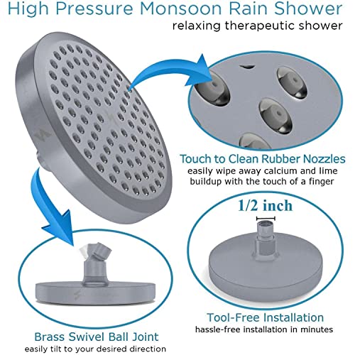 SparkPod Shower Head - High Pressure Rain - Premium Quality Luxury Design - 1-Min Install - Easy Clean Adjustable Replacement for Your Bathroom Shower Heads - Image 4