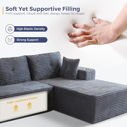Image of MAXYOYO 132 inch Giant U-Shaped Modular Sectional Couch, Modern Boneless Couch for Living Room, Sofa in A Box, Oversized Sofa with Deep Seat, No Assembly Required, Dark Grey