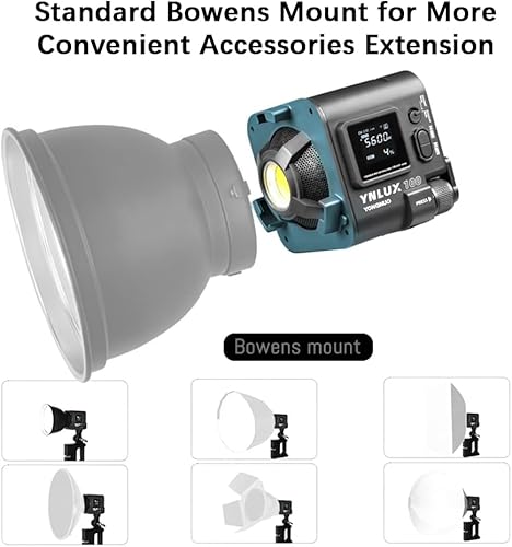 Miniatura 5 de YONGNUO-1 YNLUX100 Luz de video LED compacta COB Fotografía Luz de relleno 100W 5600K regulable 9 efectos de iluminación Bowens Mount para Retrato