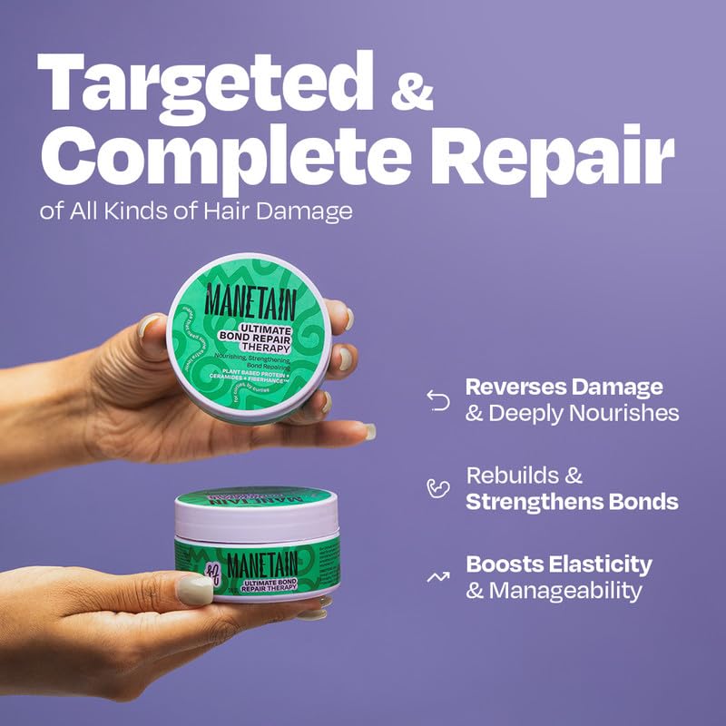 Image of Manetain Ultimate Bond Repair Therapy 100gm | Deep Repair Curl Conditioner for Curly Hair Women & Men | Strengthening Conditioner for Frizzy Hair with FiberHance, Plant Keratin & Ceramides | CG‑Friendly
