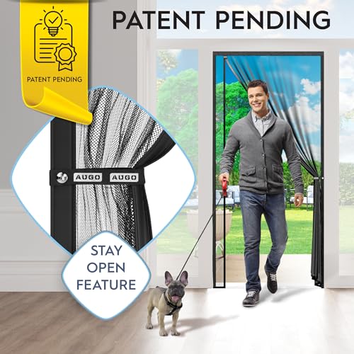Image of AUGO Fiberglass Magnetic Screen Door Reversible Left Right Side Opening - Self Sealing, Heavy Duty, Hands Free, Keeps Bugs Out - Pet and Kid Friendly - Patent Pending Keep Open Feature - 38 inch x 83 inch