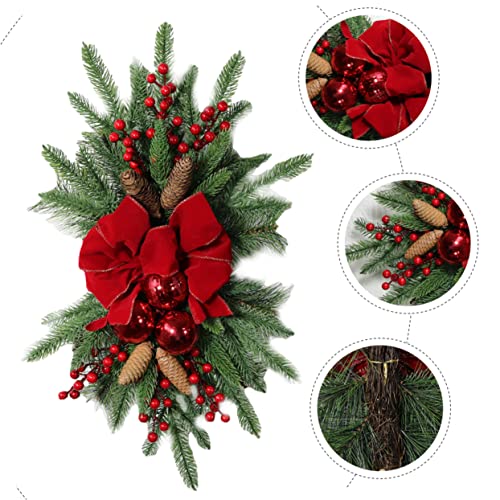Couronne de Noël pour porte à éclairage LED intégré et feuillage dense - 6