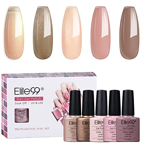 Elite99 Vernis Semi permanent Vernis à Ongles Gel UV LED Soakoff 5pcs Kit Manicure Pour Ongle 7.3ml Gife Set Couleurs élégantes Salon Manucure Nail Art Kit - Kit024