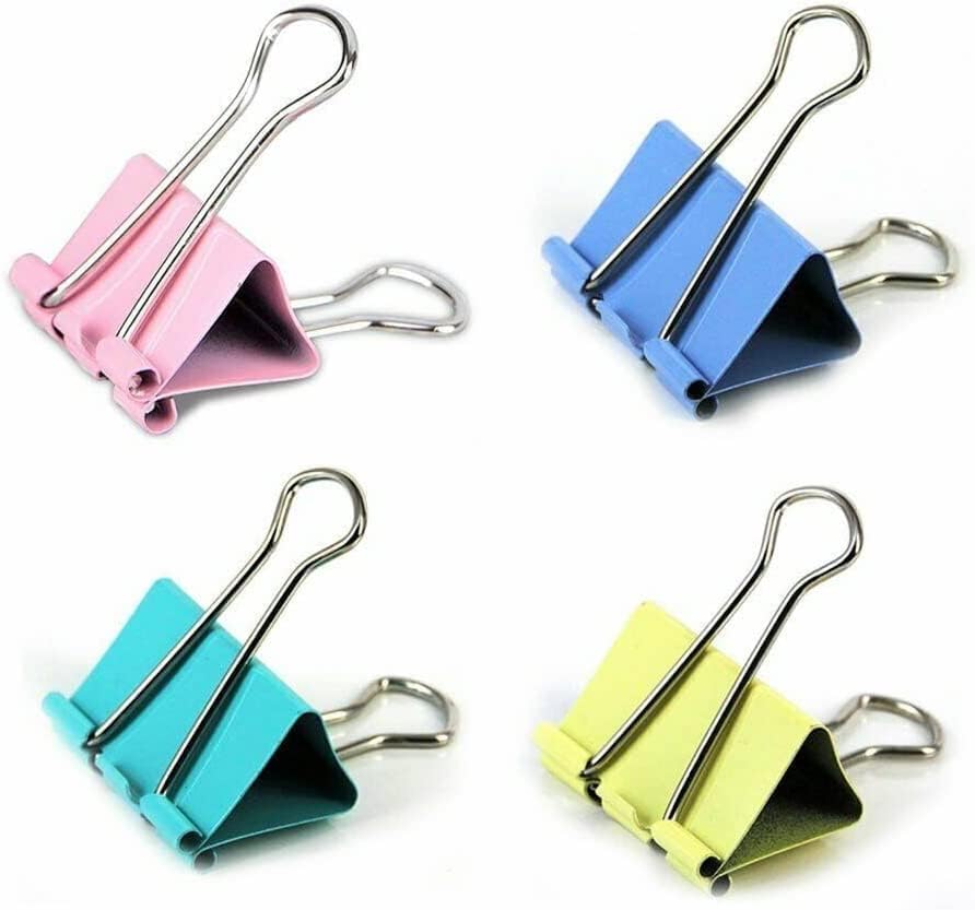 Assorted Colour Foldback Clips Paper Binder Clamps Clips Colour for Office School Home Kitchen (41mm)