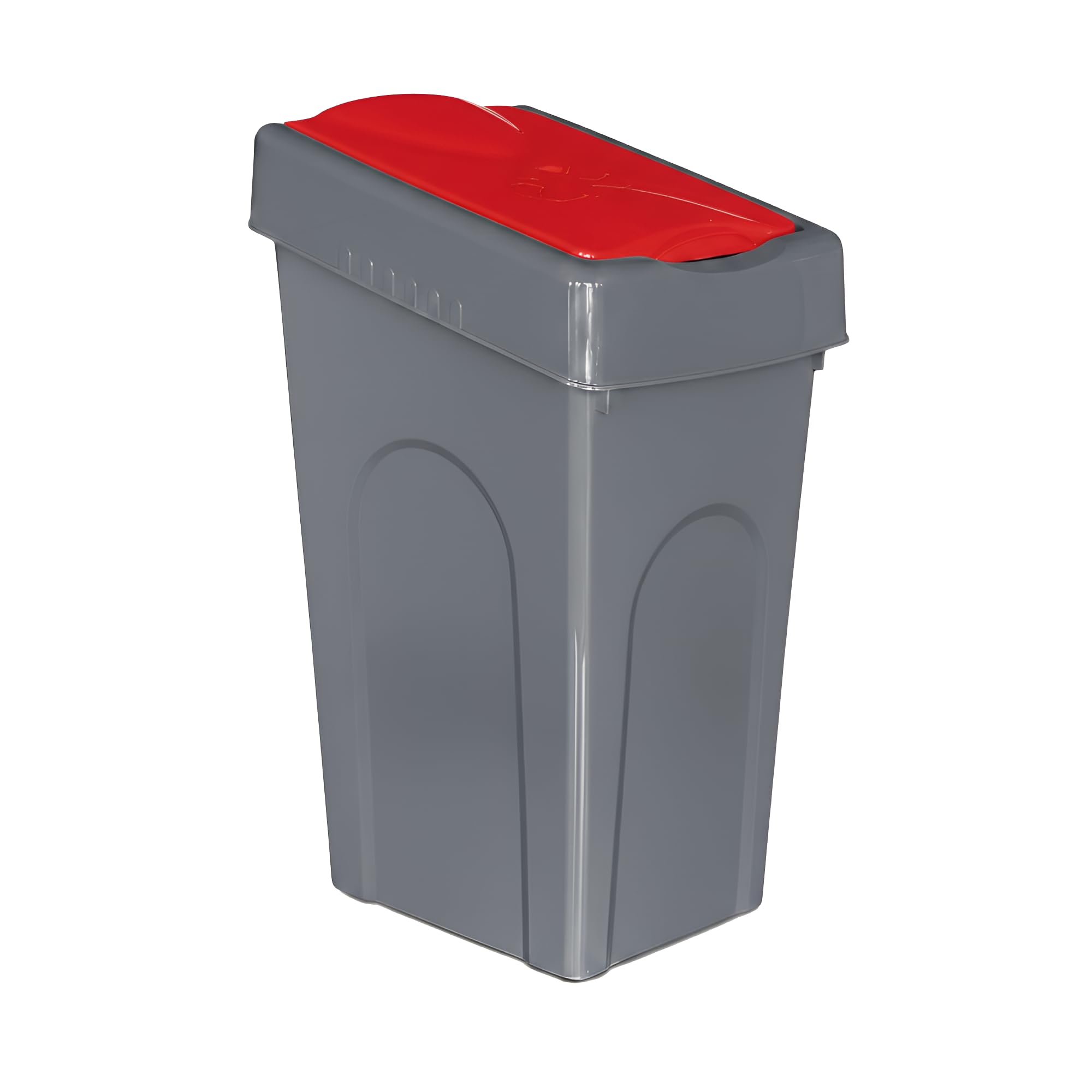 – 50L Plastic Recycling Bin Rubbish Dustbin Kitchen Garden Recycle Waste Bin With Lid (Red, 1)
