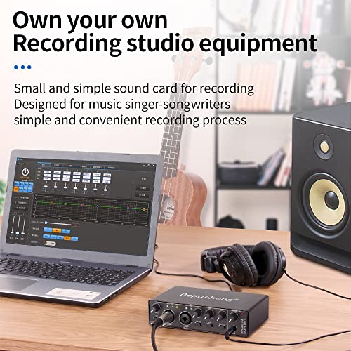 Image of Depusheng RX2 usb audio interface computer recording sound card, home studio audio interface, can connect 48V condenser microphone, guitar recording