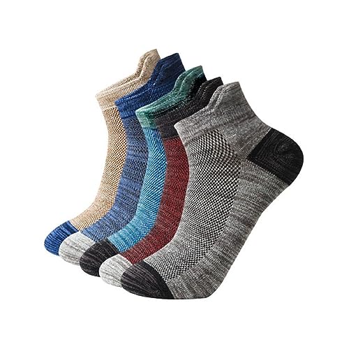 Men's Vintage Sweat Absorbing Socks Comfortable Short Tube Cotton Socks Soft Breathable Cozy Stretch Socks (A, One Size)