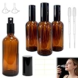 Botella de Spray de Vidrio Ámbar de 100 ml, Pulverizador Pequeño con Nebulizador Fino, para Aceites Esenciales, Aromaterapia, Perfumes, Limpieza, Viajes, Agua, Farmacia y Laboratorio, Pack de 4 Piezas