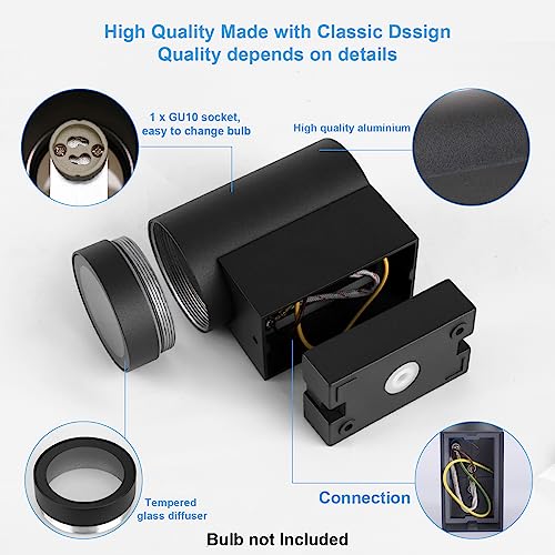 Applique exterieur IP65 étanche Klighten GU10 downlight noir résistant