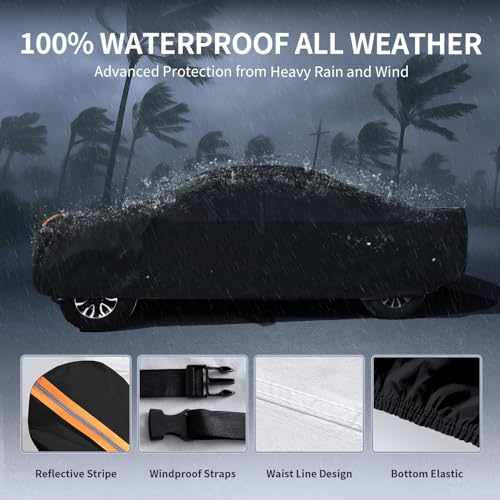 Image of Ram 1500 Truck Cover Custom Fit 2009-2026 Crew Cab Short Bed(5.75') with Door Zipper, 10 Layer Outdoor Heavy Pickup Truck Cover Waterproof All Weather, Car Tarp for Wind Dust Sun etc Protection.