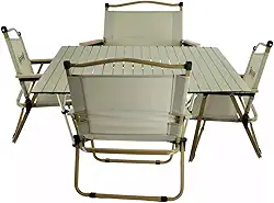 Mesa Dobrável Portátil + 4 Cadeiras Para Camping e Lazer Conjunto Dobrável de Mesa e Cadeiras Kit Mesa