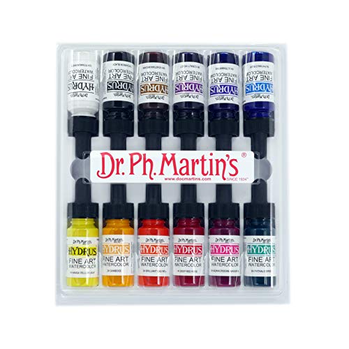 Dr. Ph. Martin's Hydrus Fine Art Watercolor, 0.5 Fl Oz (Pack of 6), Set 1 Colors