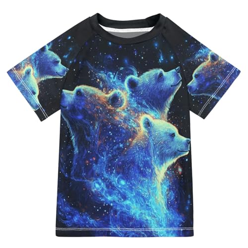 Boy Swimsuit Colorful Bears Universe Galaxy Stars Sunscreen T-Shirts Swimwear Sets UPF 50+