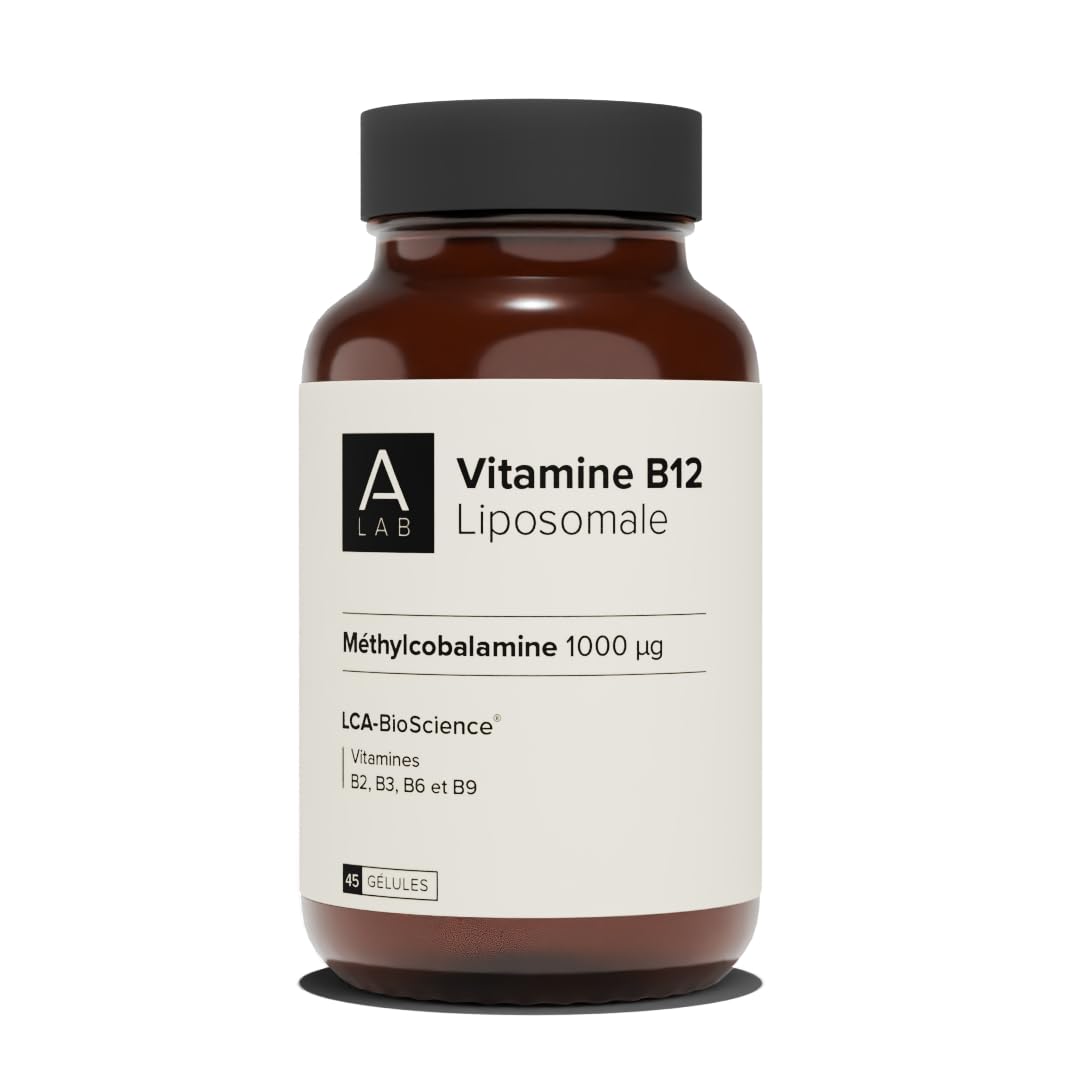 A-LAB Vitamine B12 liposomale 1000µg - Assimilation renforcée - Complément Alimentaire Santé Cardiovasculaire, Système Nerveux, Energie - Vitamines B2, B3, B6, B9, B12-45 jours - Fabriqué en France